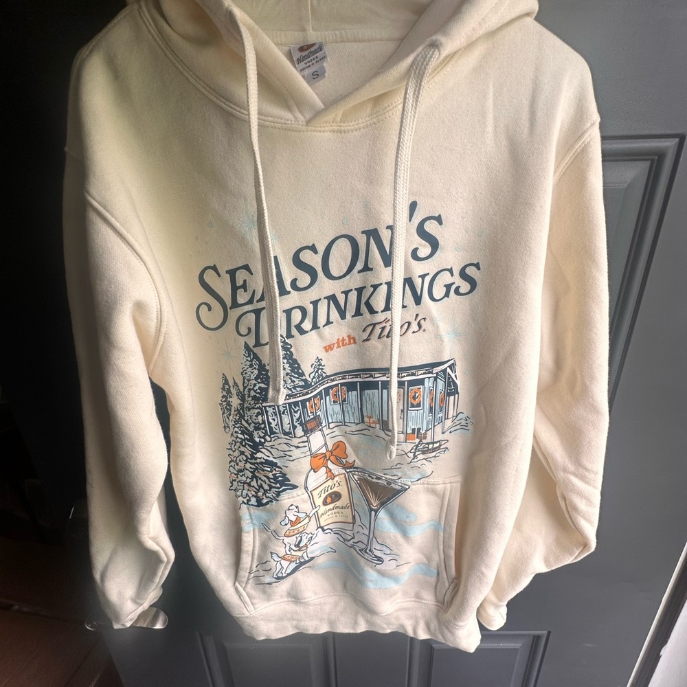 Hanes Cream "Season's Drinkings" Graphic Pullover Hoodie